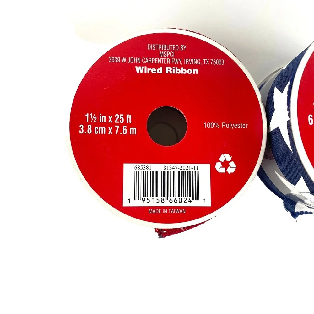 NEW Celebrate It Wired Ribbon Patriotic Stars 4th of July 3 Spools 25 Ft Each